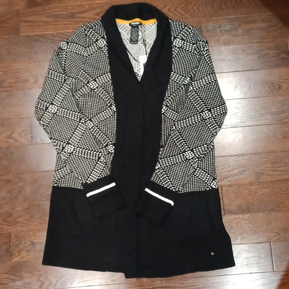 Olsen Henny Open Front Wool Yarn Cardigan Sweater Golden Glam S M - Picture 15 of 16